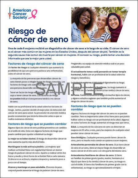 Breast Cancer Risk Flyer - Spanish (0702.01)