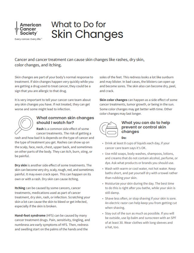 Cancer treatment side effect: skin changes