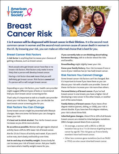 Breast Cancer Risk Flyer - English (4622.00) - American Cancer Society