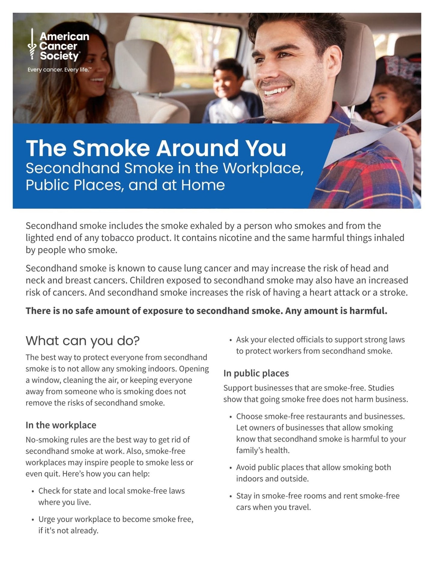 The Smoke Around You - Secondhand Smoke in the Workplace, Public Places & at Home Flyer - English (2060.00) - American Cancer Society