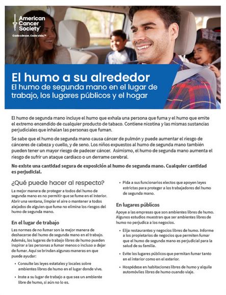 The Smoke Around You: Secondhand Smoke in the Workplace, Public Places & at Home Flyer - Spanish (2060.01) - American Cancer Society