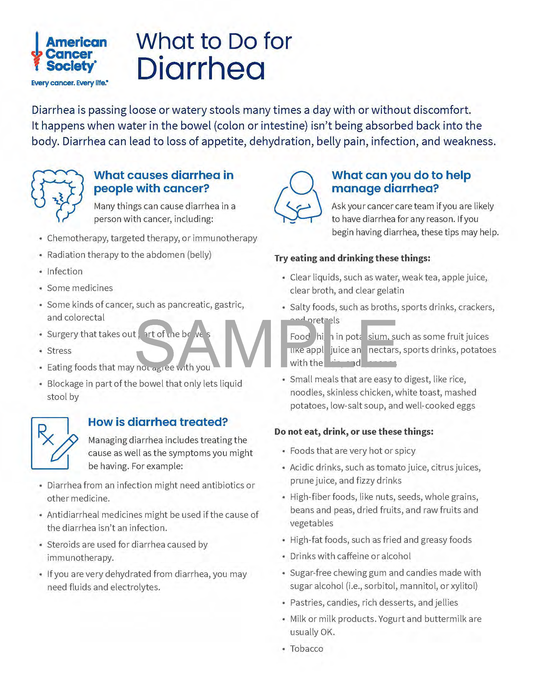What to Do for Diarrhea Tearsheet x 50 - English (2130.00)