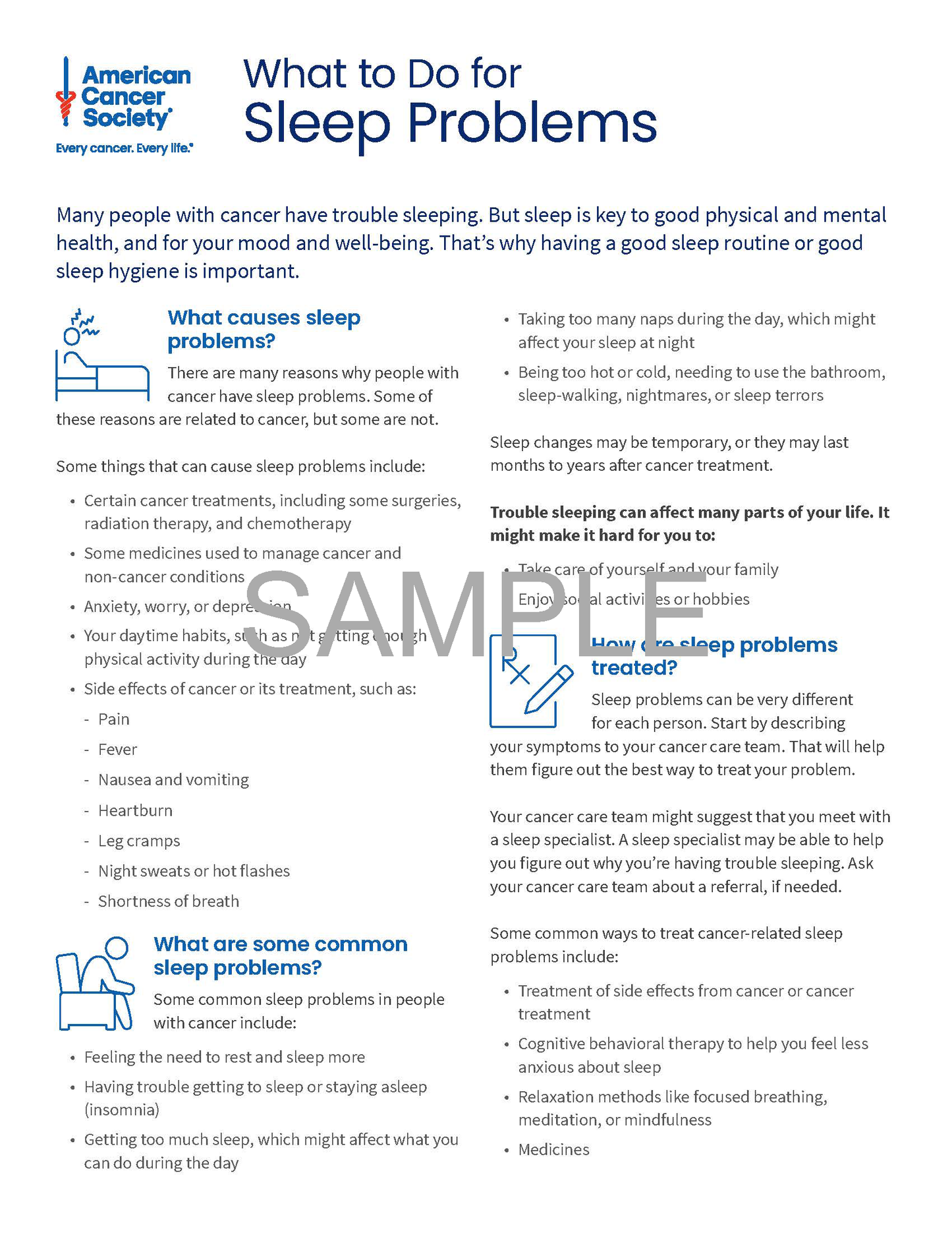 What to Do for Sleep Problems Tearsheet x 50 - English (2131.00)