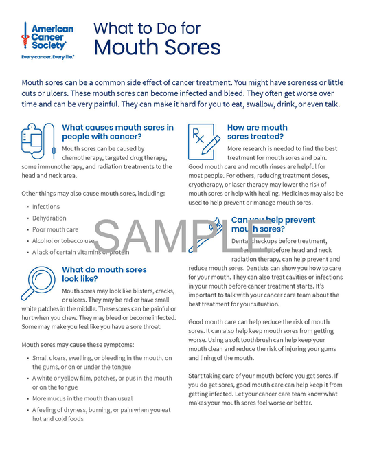 What to Do for Mouth Sores Tearsheet x 50 - English (2132.00)