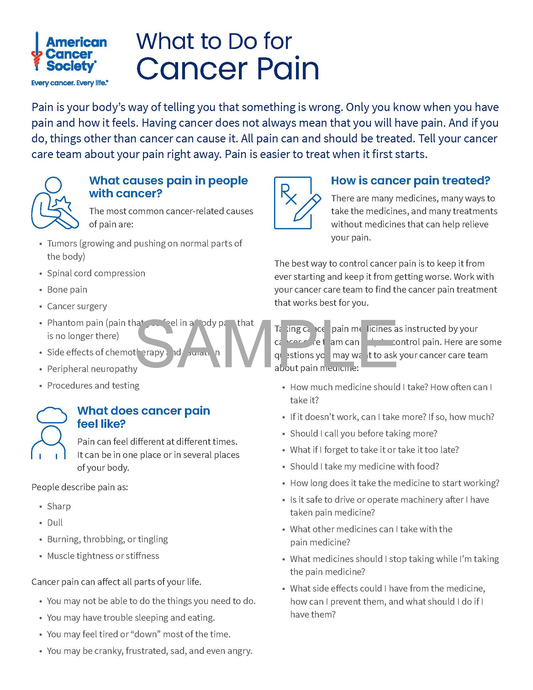 What to Do for Cancer Pain Tearsheet x 50 - English (2133.00)