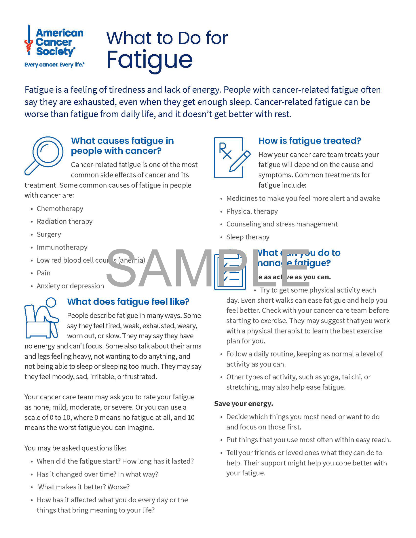 What to Do for Fatigue Tearsheet x 50 - English (2138.00)