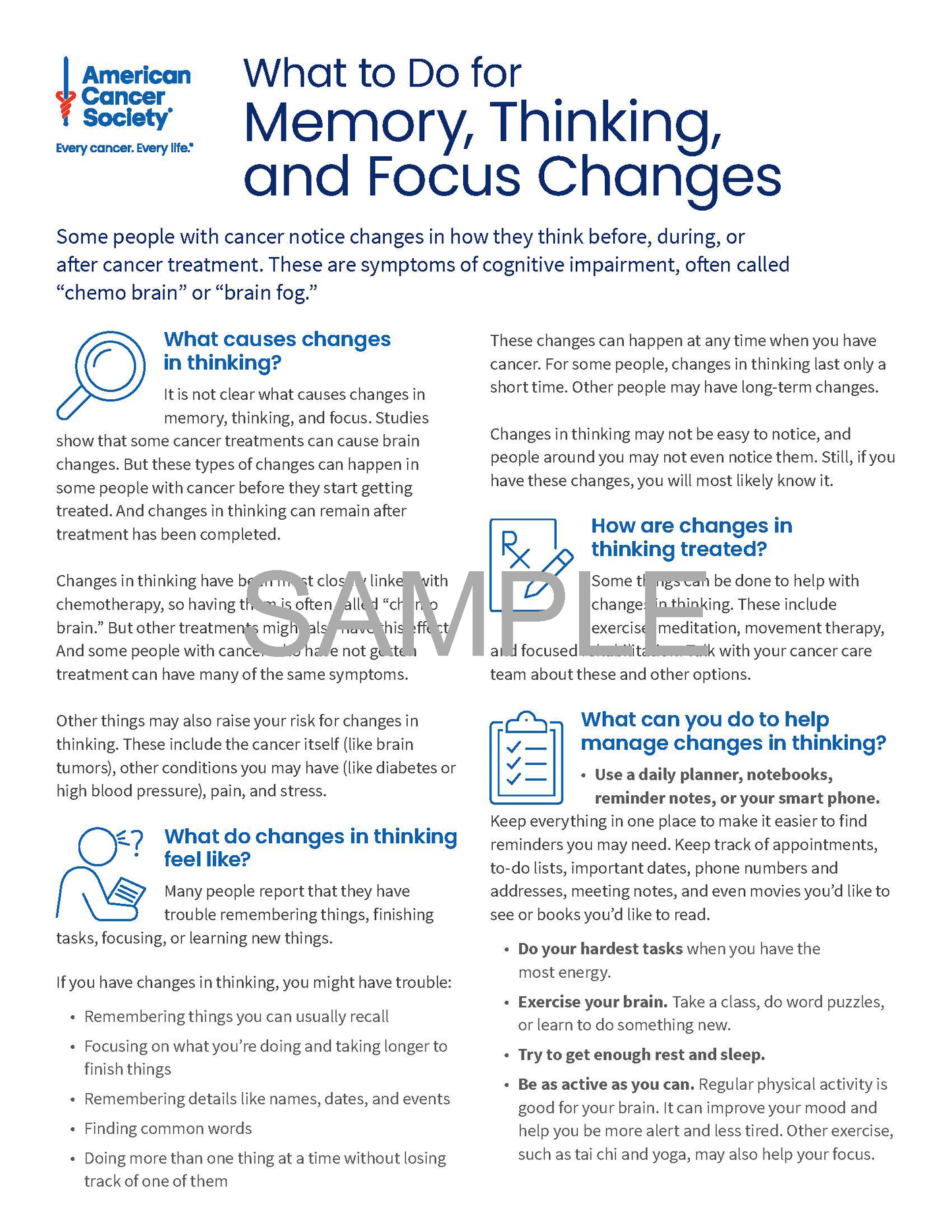 What to Do for Memory, Thinking, and Focus Changes Tearsheet x 50 - English (2139.00)