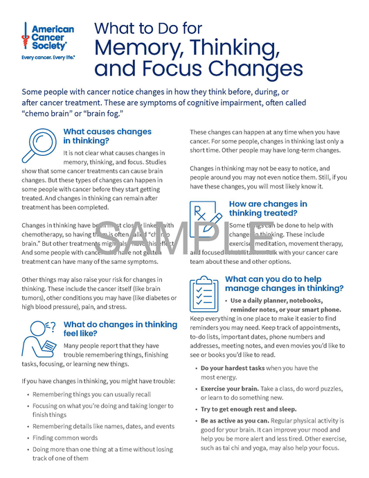 What to Do for Memory, Thinking, and Focus Changes Tearsheet x 50 - English (2139.00)