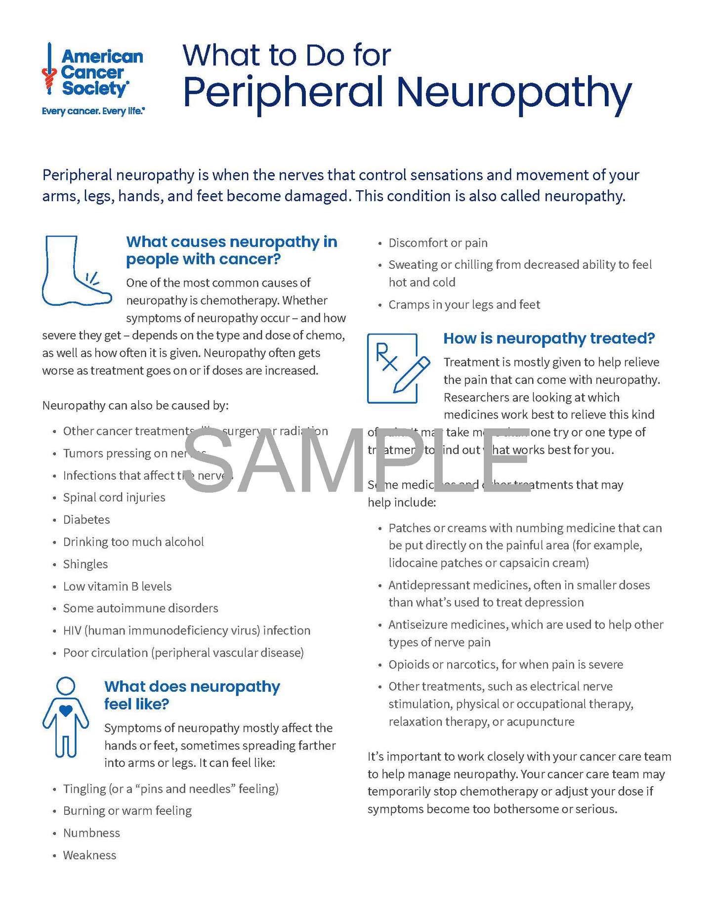 What to Do for Peripheral Neuropathy Tearsheet x 50 - English (2146.00)