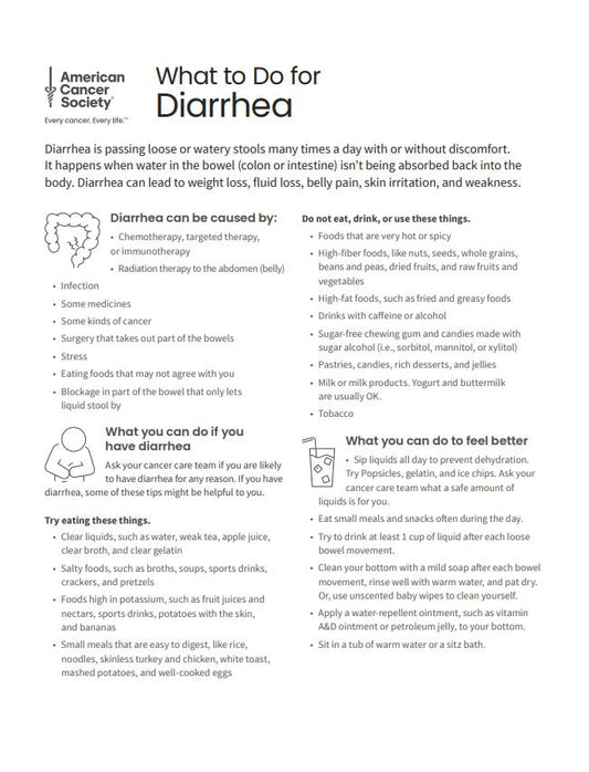 What to Do for Diarrhea Tearsheet x 50 - English (2130.00)