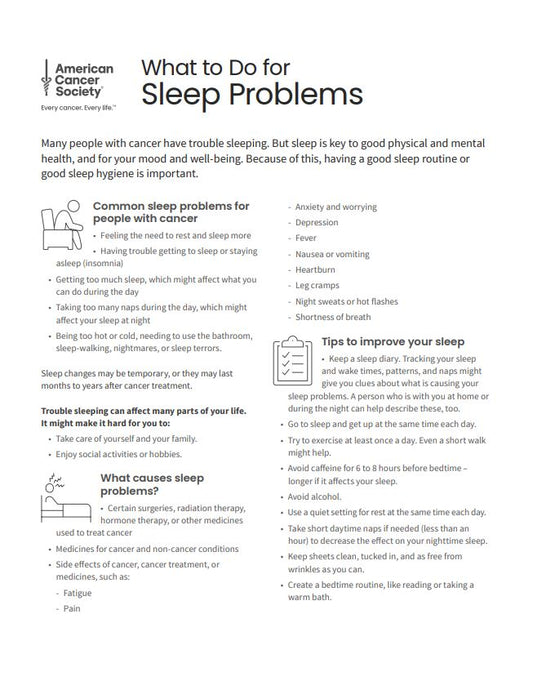 What to Do for Sleep Problems Tearsheet x 50 - English (2131.00)