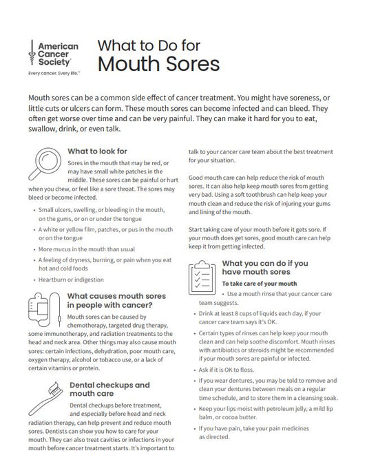 What to Do for Mouth Sores Tearsheet x 50 - English (2132.00)