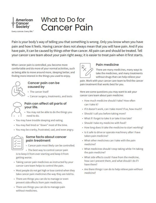 What to Do for Cancer Pain Tearsheet x 50 - English (2133.00)