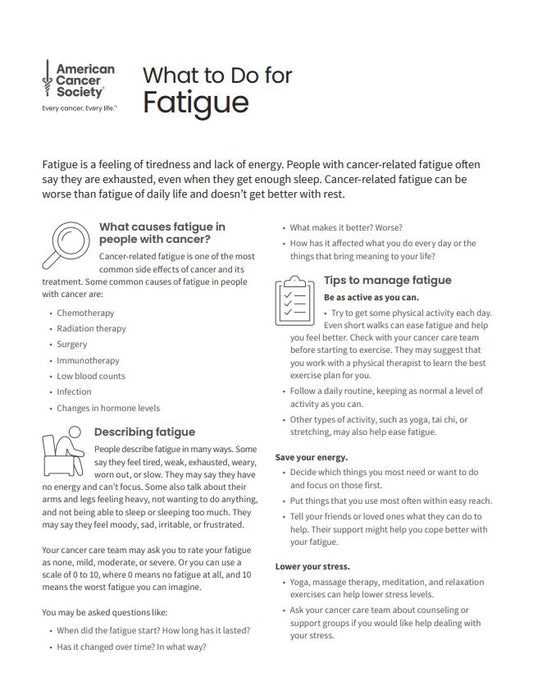 What to Do for Fatigue Tearsheet x 50 - English (2138.00)