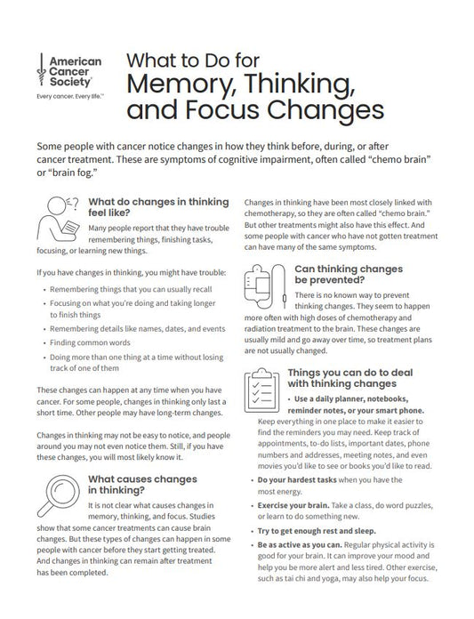 What to Do for Memory, Thinking, and Focus Changes Tearsheet x 50 - English (2139.00)