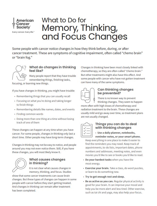 What to Do for Memory, Thinking, and Focus Changes Tearsheet x 50 - English (2139.00)