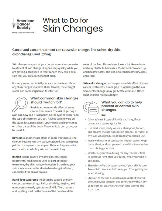 What to Do for Skin Changes Tearsheet x 50 - English (2143.00)