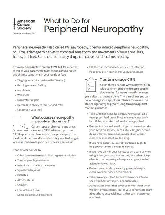 What to Do for Peripheral Neuropathy Tearsheet x 50 - English (2146.00)