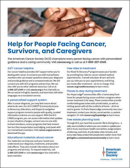 Help for People Facing Cancer, Survivors and Caregivers - English (0130.79)